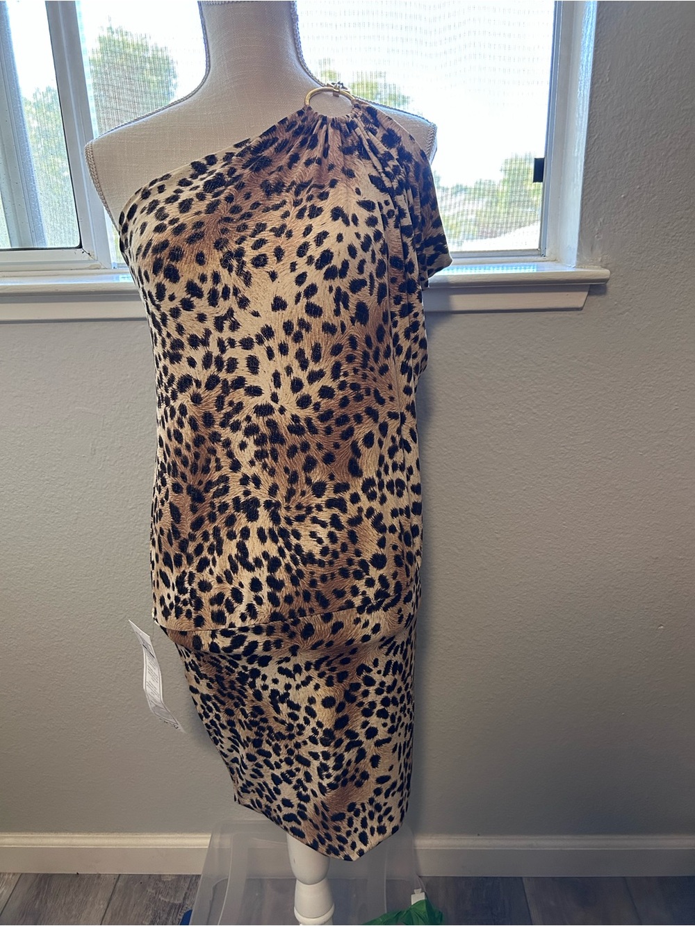 One-Shoulder Leopard Print Dress